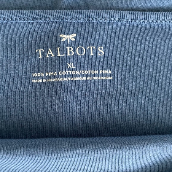 Talbots 100% Pima Cotton Short Sleeve Blue Top XL - Picture 5 of 7